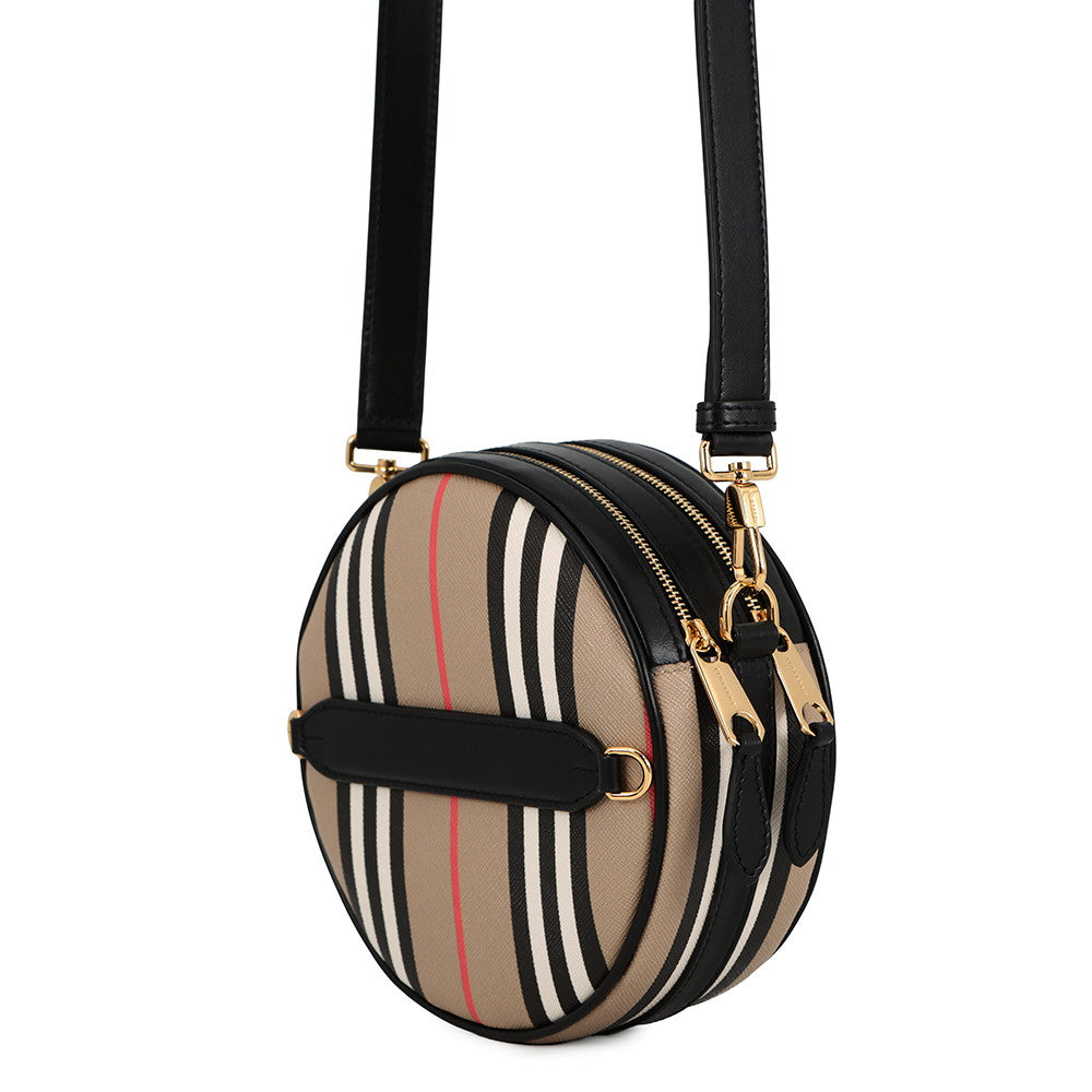 BURBERRY Icon Stripe Louise Bag Beige/Black/White8051846 PVC