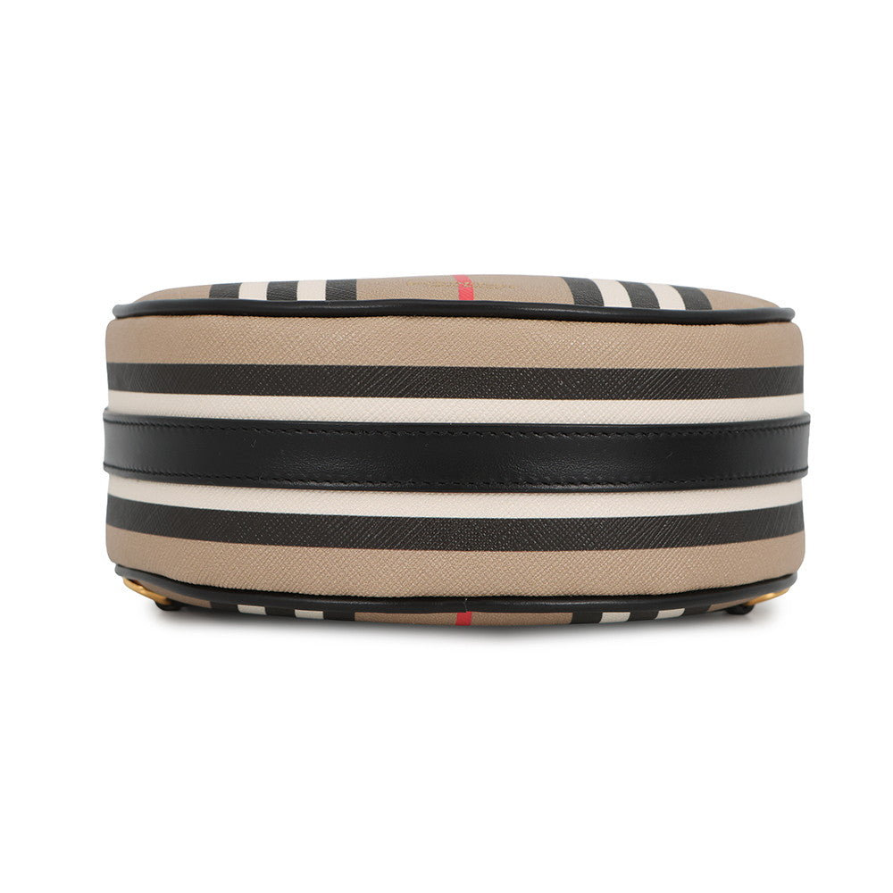 BURBERRY Icon Stripe Louise Bag Beige/Black/White8051846 PVC