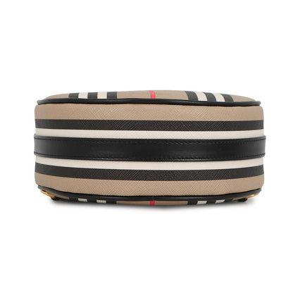 BURBERRY Icon Stripe Louise Bag Beige/Black/White8051846 PVC