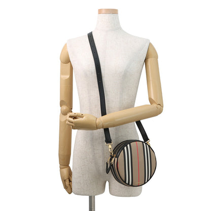 BURBERRY Icon Stripe Louise Bag Beige/Black/White8051846 PVC