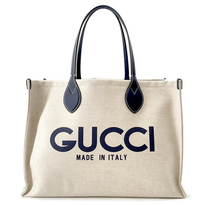 GUCCI Gucci Print Tote Bag Ivory/Navy772176 Canvas Leather