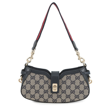 GUCCI Moonside Shoulder Bag Beige/Navy786015 GG Canvas Leather