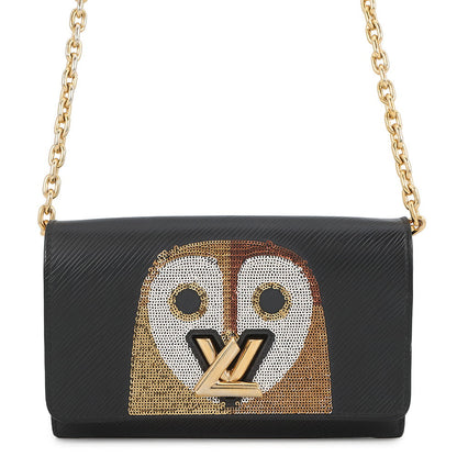 LOUIS VUITTON Portefeuille・Twist Chain Owl NoirM62334 Epi Leather/Sequins