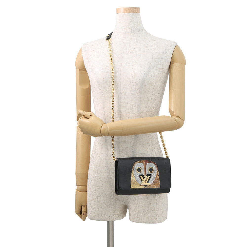 LOUIS VUITTON Portefeuille・Twist Chain Owl NoirM62334 Epi Leather/Sequins