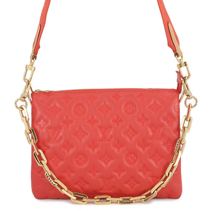 LOUIS VUITTON Coussin RougeM57792 Monogram・Pattern Lamb Leather Size PM