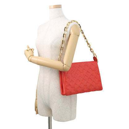 LOUIS VUITTON Coussin RougeM57792 Monogram・Pattern Lamb Leather Size PM
