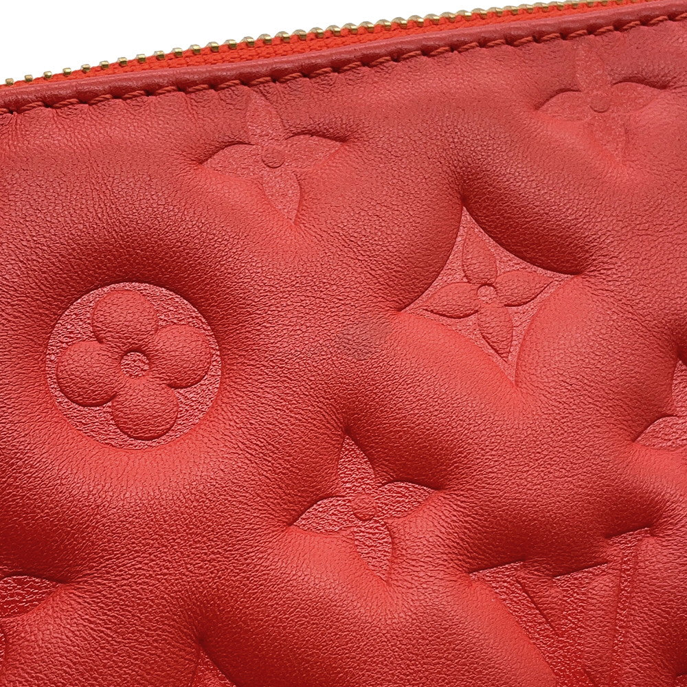 LOUIS VUITTON Coussin RougeM57792 Monogram・Pattern Lamb Leather Size PM