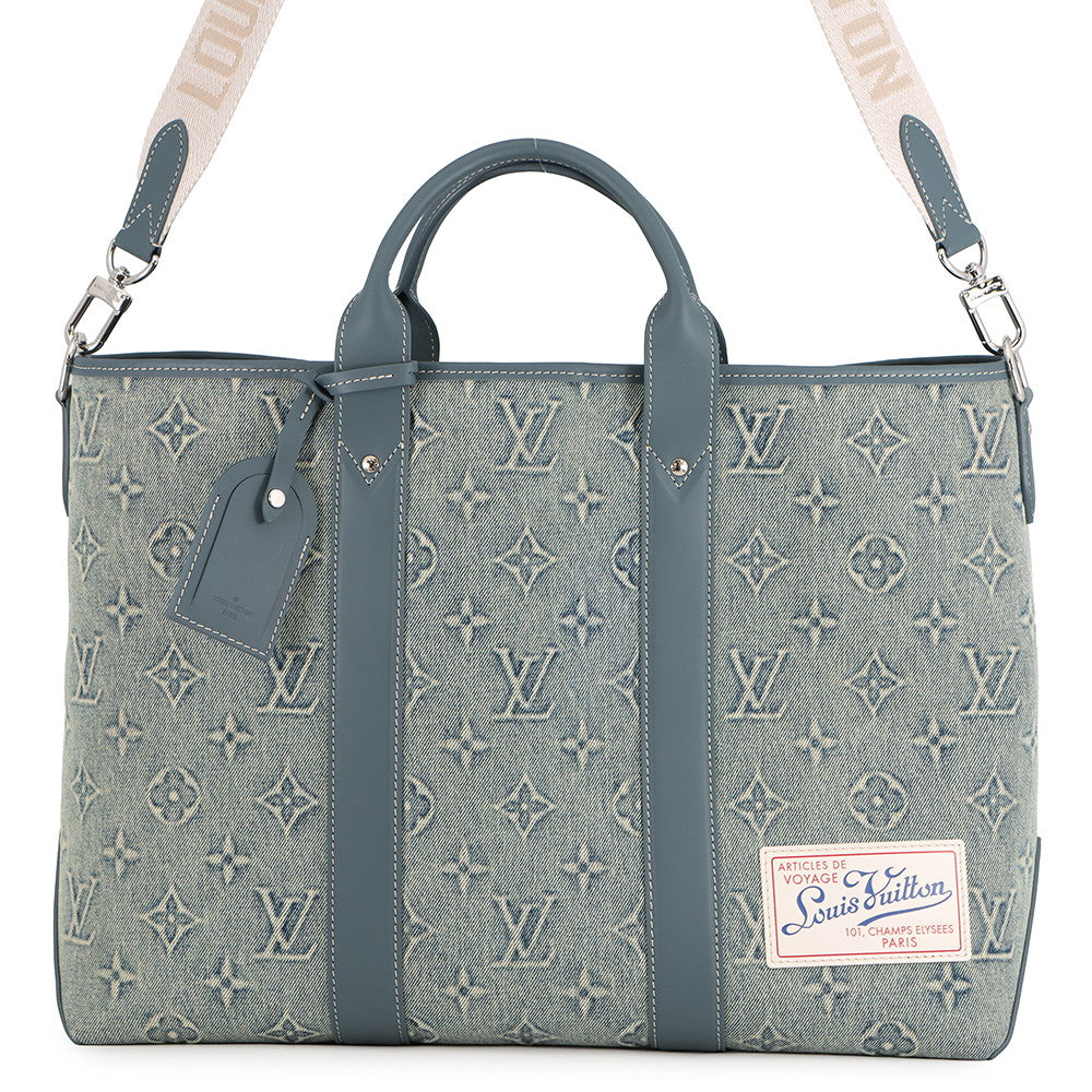 LOUIS VUITTON Weekend Tote NM BlueM22537 Monogram Washed Denim