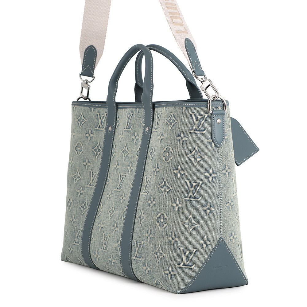 LOUIS VUITTON Weekend Tote NM BlueM22537 Monogram Washed Denim