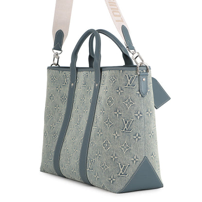 LOUIS VUITTON Weekend Tote NM BlueM22537 Monogram Washed Denim