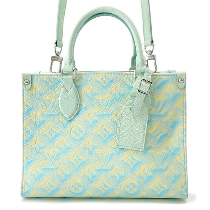 LOUIS VUITTON Onthego Summer Stardust Blue/YellowM46270 Monogram Empreinte Leather Size PM