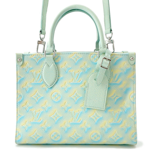 LOUIS VUITTON Onthego Summer Stardust Blue/YellowM46270 Monogram Empreinte Leather Size PM