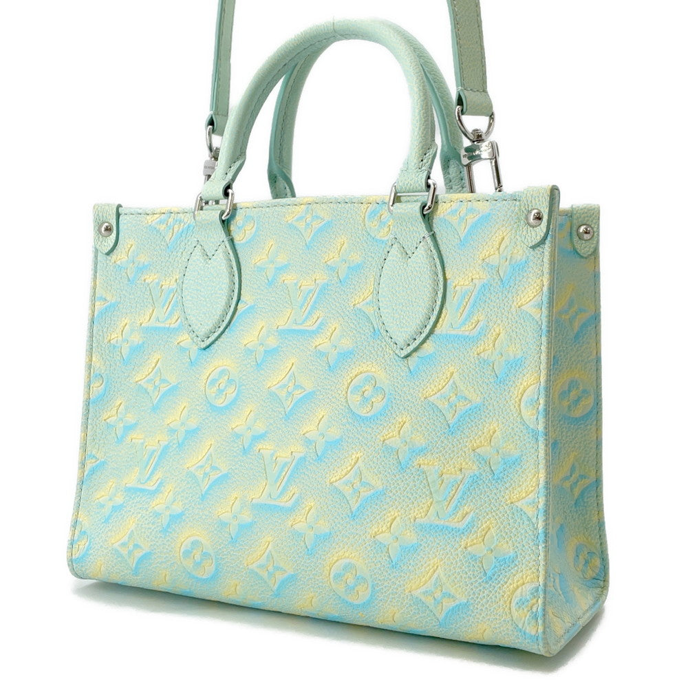LOUIS VUITTON Onthego Summer Stardust Blue/YellowM46270 Monogram Empreinte Leather Size PM