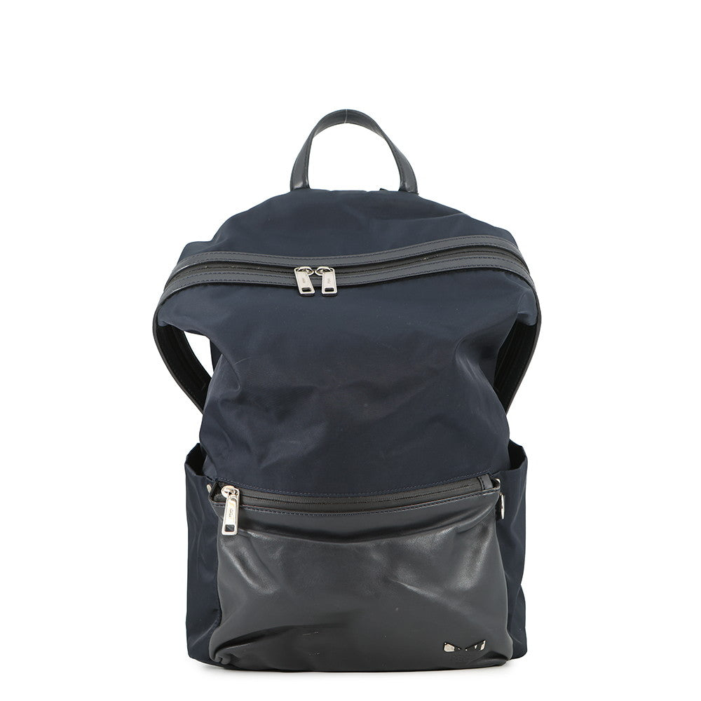 FENDI Monster Backpack Navy/Black7VZ035 Nylon Calf Leather