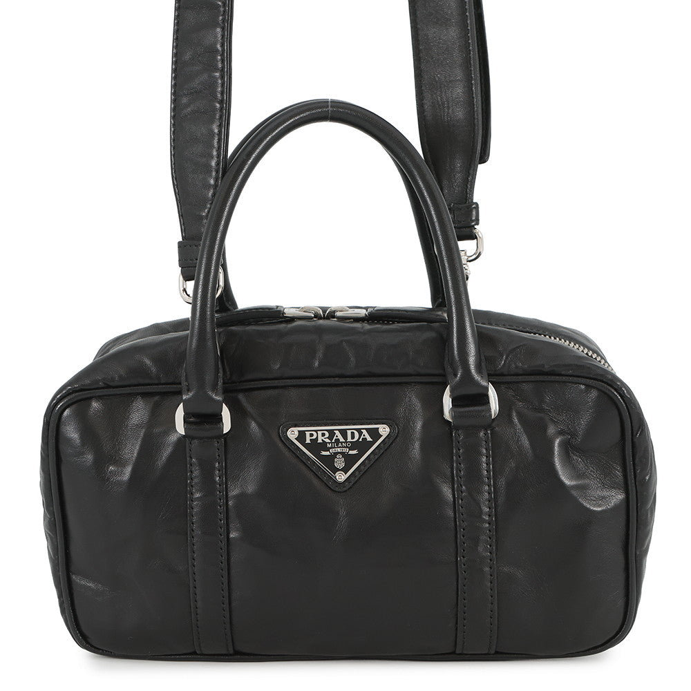 PRADA Re-edition Antique Handbag Black1BB098 Leather