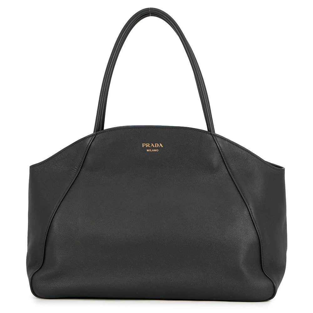 PRADA Logo Tote Bag Black1BG510 Leather Size Large