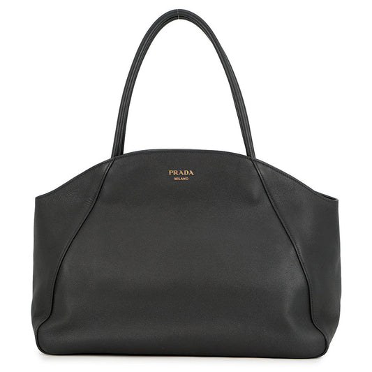 PRADA Logo Tote Bag Black1BG510 Leather Size Large