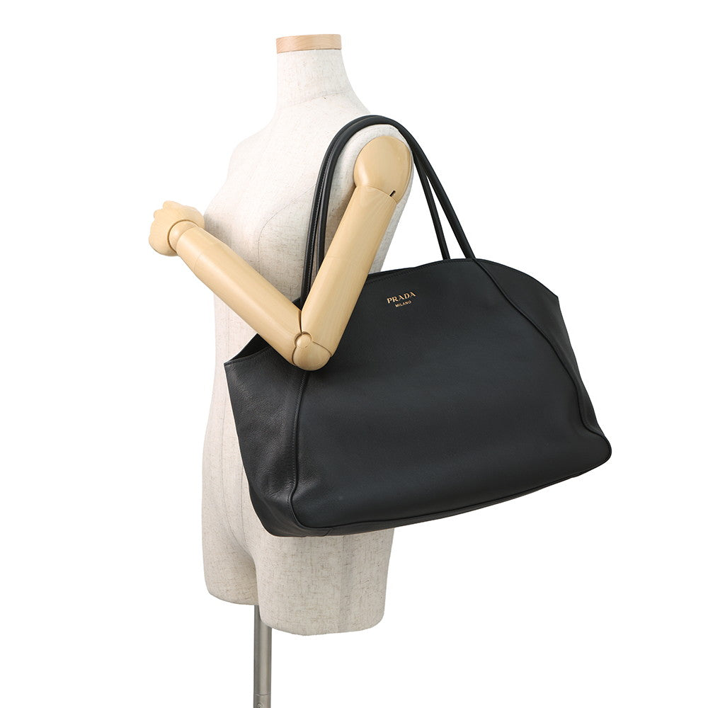 PRADA Logo Tote Bag Black1BG510 Leather Size Large