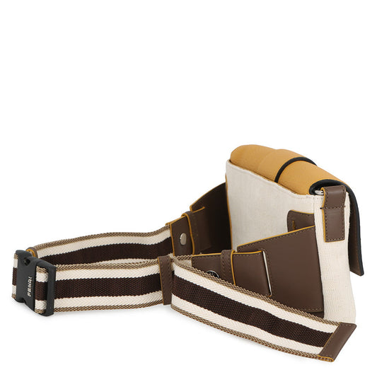 FENDI Selleria baguette Yellow/Ivory7VA472 Leather Canvas