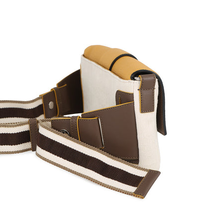 FENDI Selleria baguette Yellow/Ivory7VA472 Leather Canvas