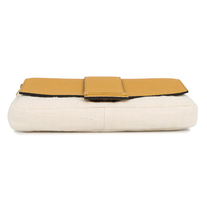 FENDI Selleria baguette Yellow/Ivory7VA472 Leather Canvas