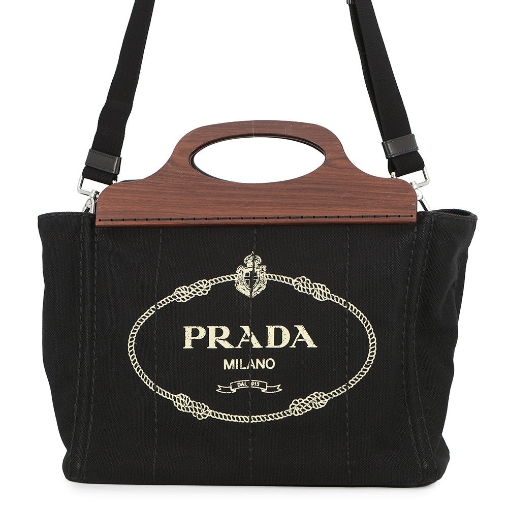 PRADA Canapa Black1BG350 Canvas Wood