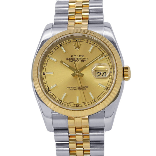 ROLEX Datejust W36mm Stainless Steel K18YG Champagne Dial116233