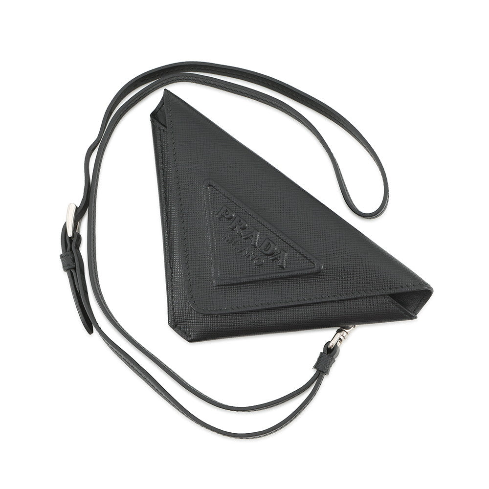 PRADA Triangle Pouch Neck Strap Black1TL445 Saffiano LeatherLeather