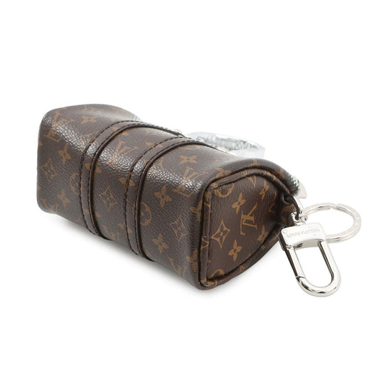 LOUIS VUITTON Mini Keepall Keychain Silver/BrownM01428 Monogram MetalicMirror