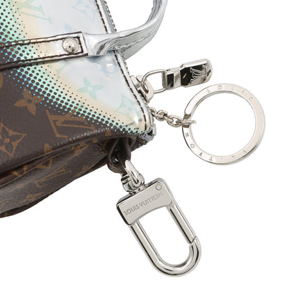LOUIS VUITTON Mini Keepall Keychain Silver/BrownM01428 Monogram MetalicMirror