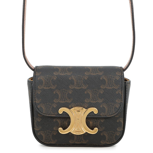 CELINE Triomphe Claude Mini Shoulder Pouch Tan10I512 PVC Leather