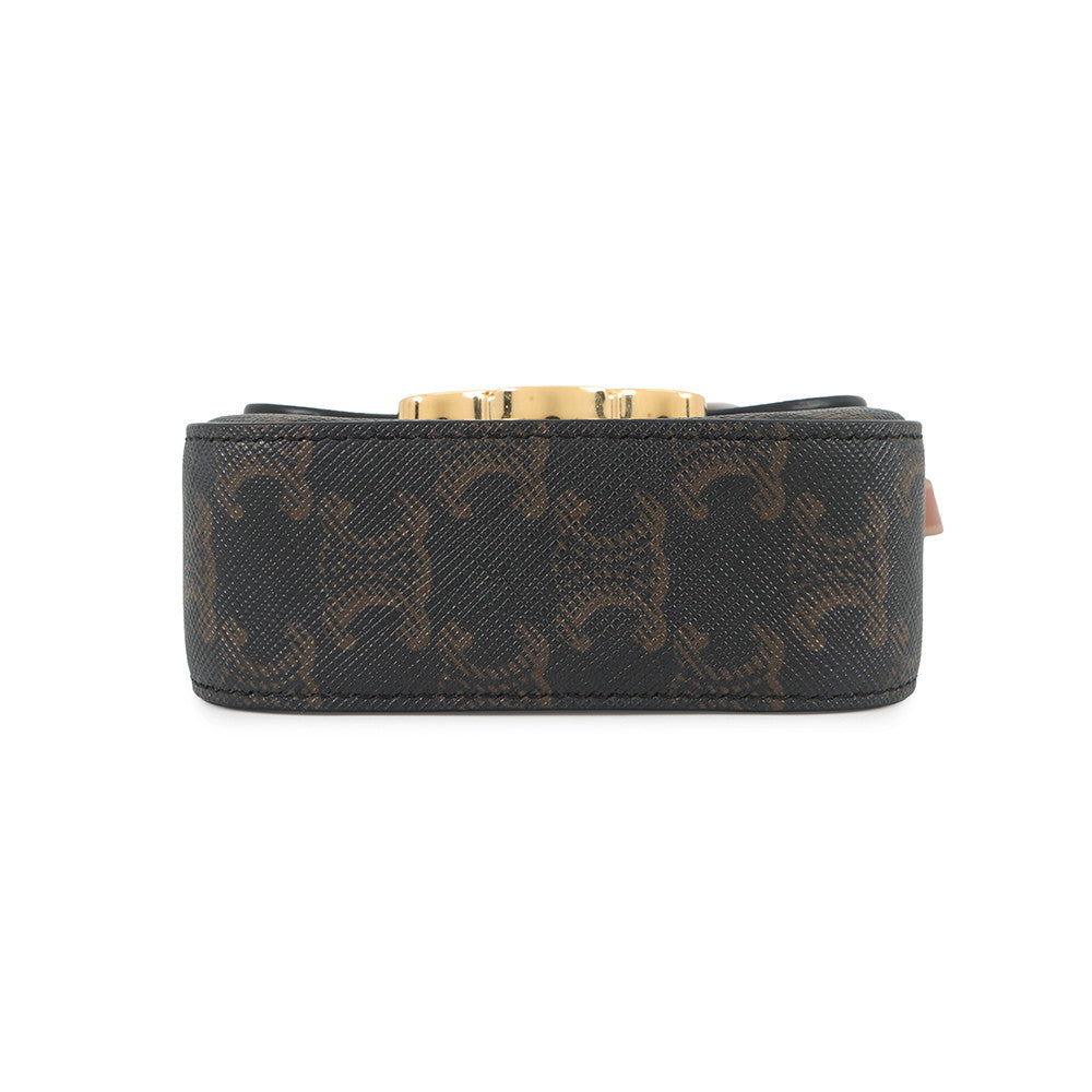 CELINE Triomphe Claude Mini Shoulder Pouch Tan10I512 PVC Leather