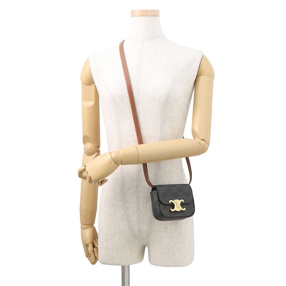 CELINE Triomphe Claude Mini Shoulder Pouch Tan10I512 PVC Leather