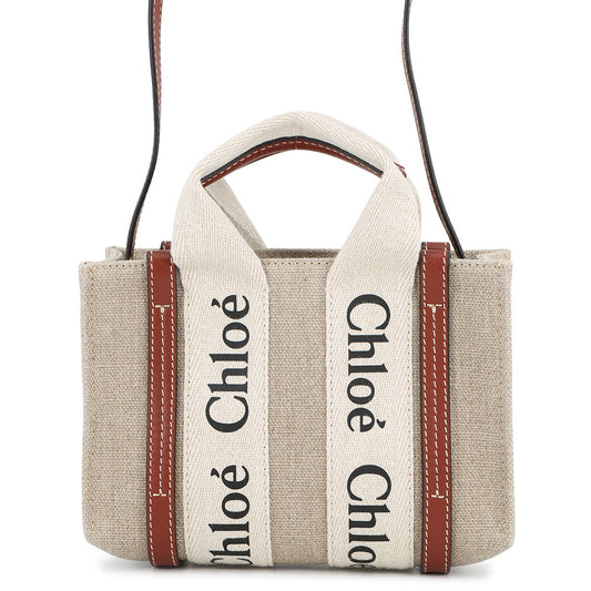 Chloe Woody tote Beige/BrownCHC22AP237I2690U Linen Size Mini