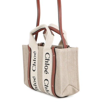 Chloe Woody tote Beige/BrownCHC22AP237I2690U Linen Size Mini