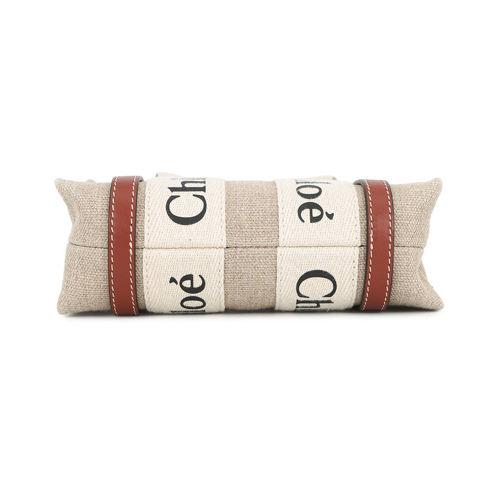 Chloe Woody tote Beige/BrownCHC22AP237I2690U Linen Size Mini