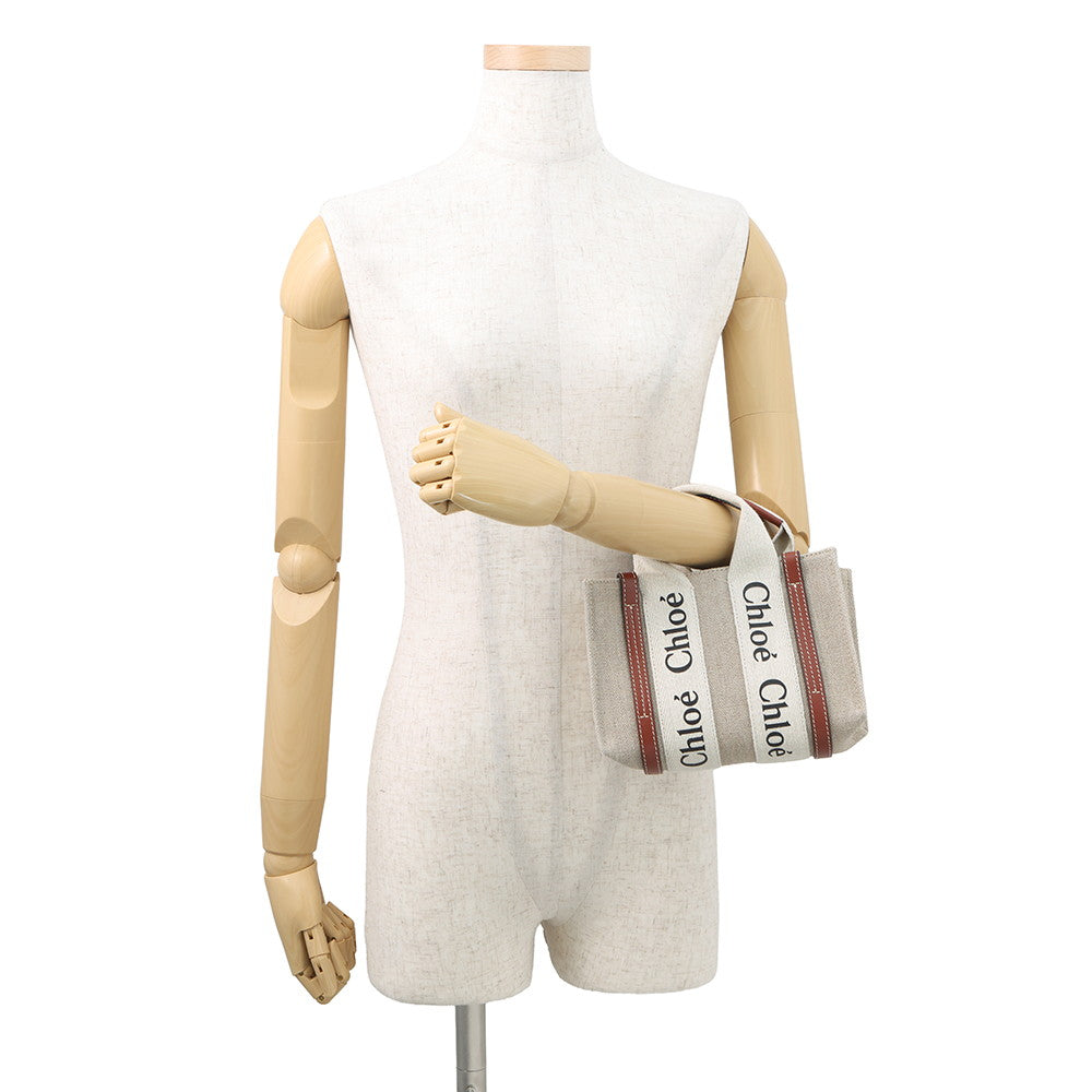 Chloe Woody tote Beige/BrownCHC22AP237I2690U Linen Size Mini