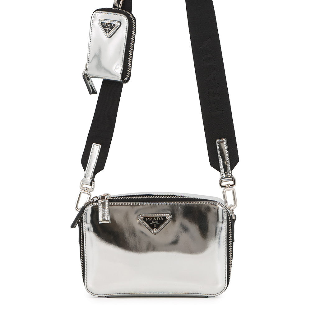PRADA Brique Shoulder Bag Silver2VH070 Leather