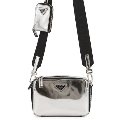 PRADA Brique Shoulder Bag Silver2VH070 Leather