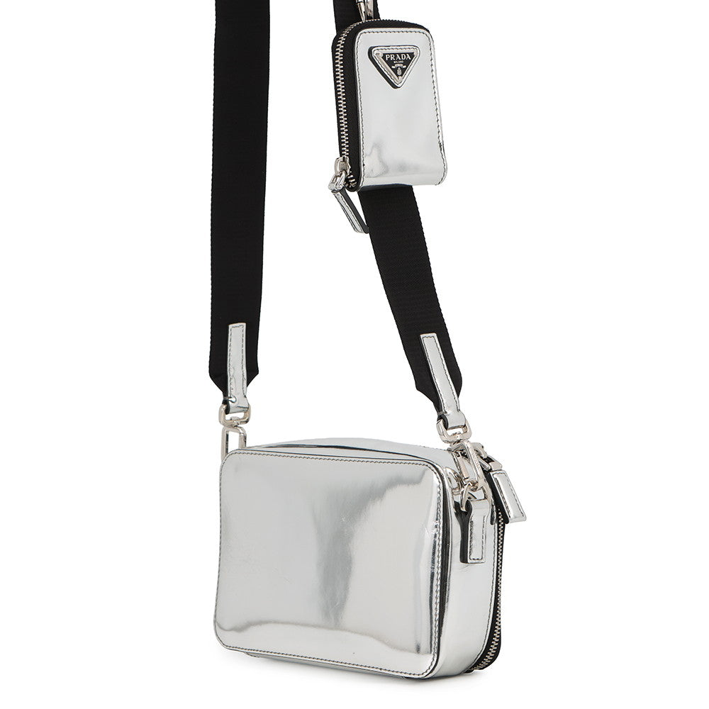 PRADA Brique Shoulder Bag Silver2VH070 Leather