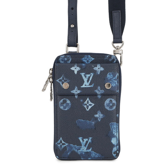 LOUIS VUITTON phone pouch NavyM80466 Monogram Watercolor