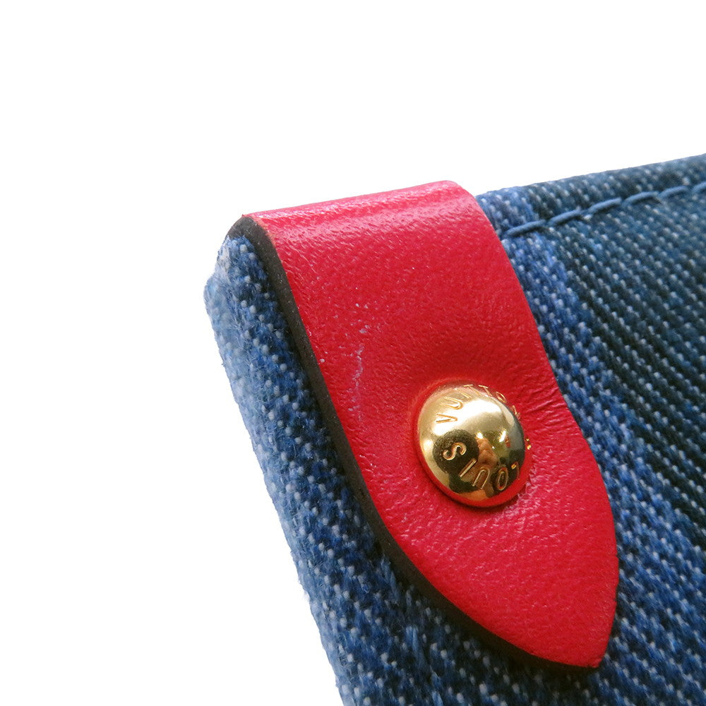 LOUIS VUITTON Onthego Blue/RedM44992 Monogram Denim Leather Size GM