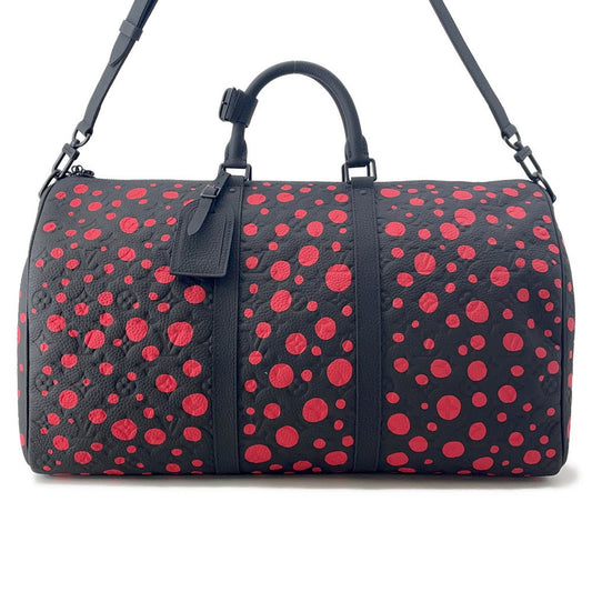 LOUIS VUITTON LV × YK Keepall Bandouliere Yayoi Kusama Noir/RedM21674 Taurillon Monogram Infinity Dot Size 50
