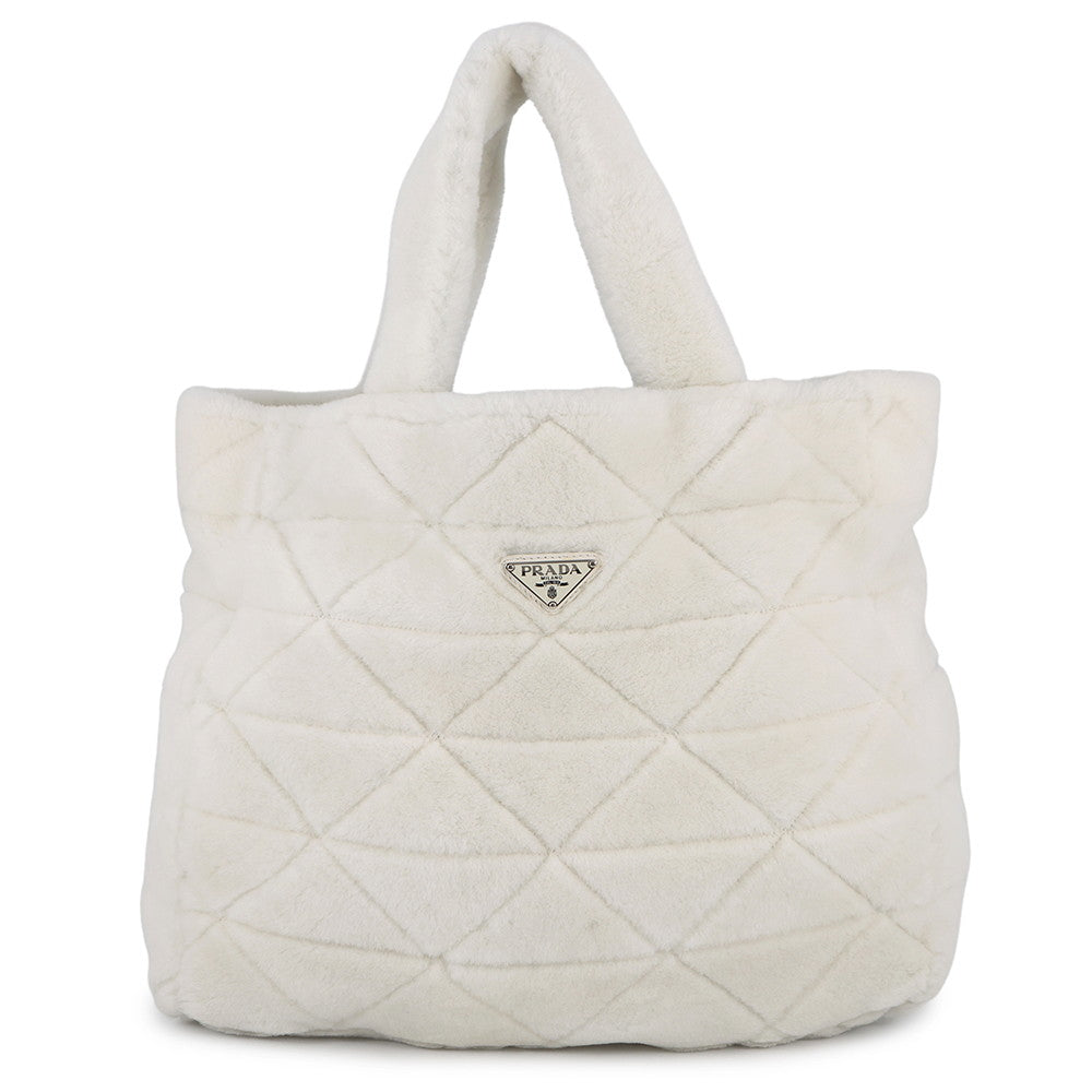 PRADA Tote Bag White1BG130V Mouton