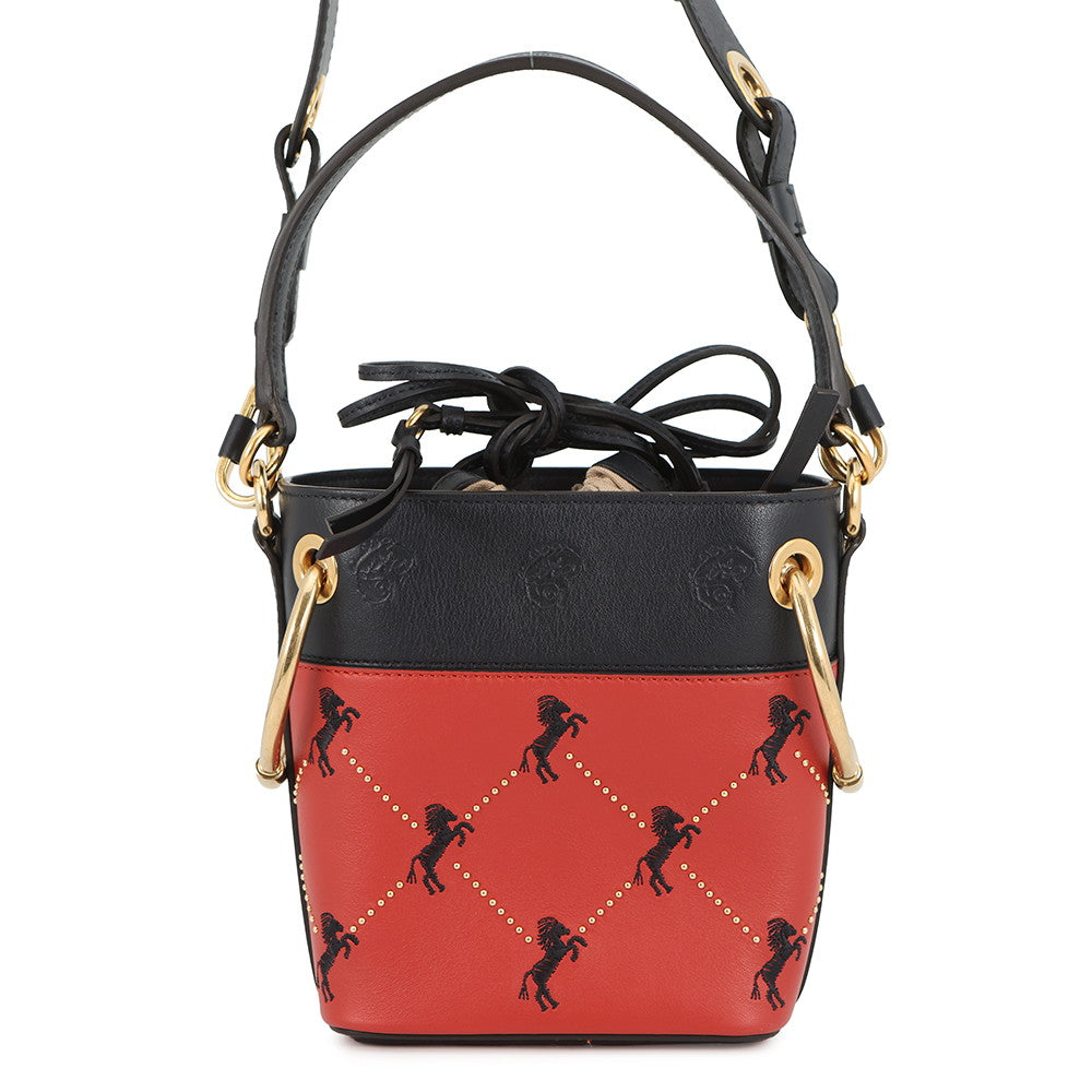 Chloe Roy 2-Way Bucket Shoulder Bag Red/BlackCHC18WS128A50647 Leather Canvas Size Mini
