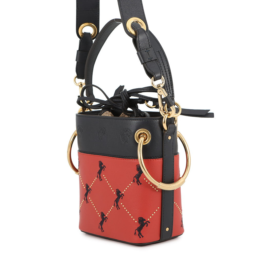 Chloe Roy 2-Way Bucket Shoulder Bag Red/BlackCHC18WS128A50647 Leather Canvas Size Mini