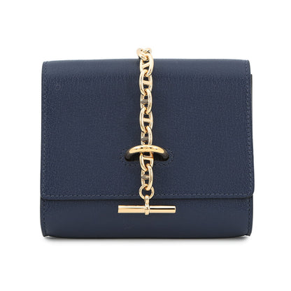 HERMES Chaine d'Ancre Compact Blue Saphir Chevre Myzore Goatskin