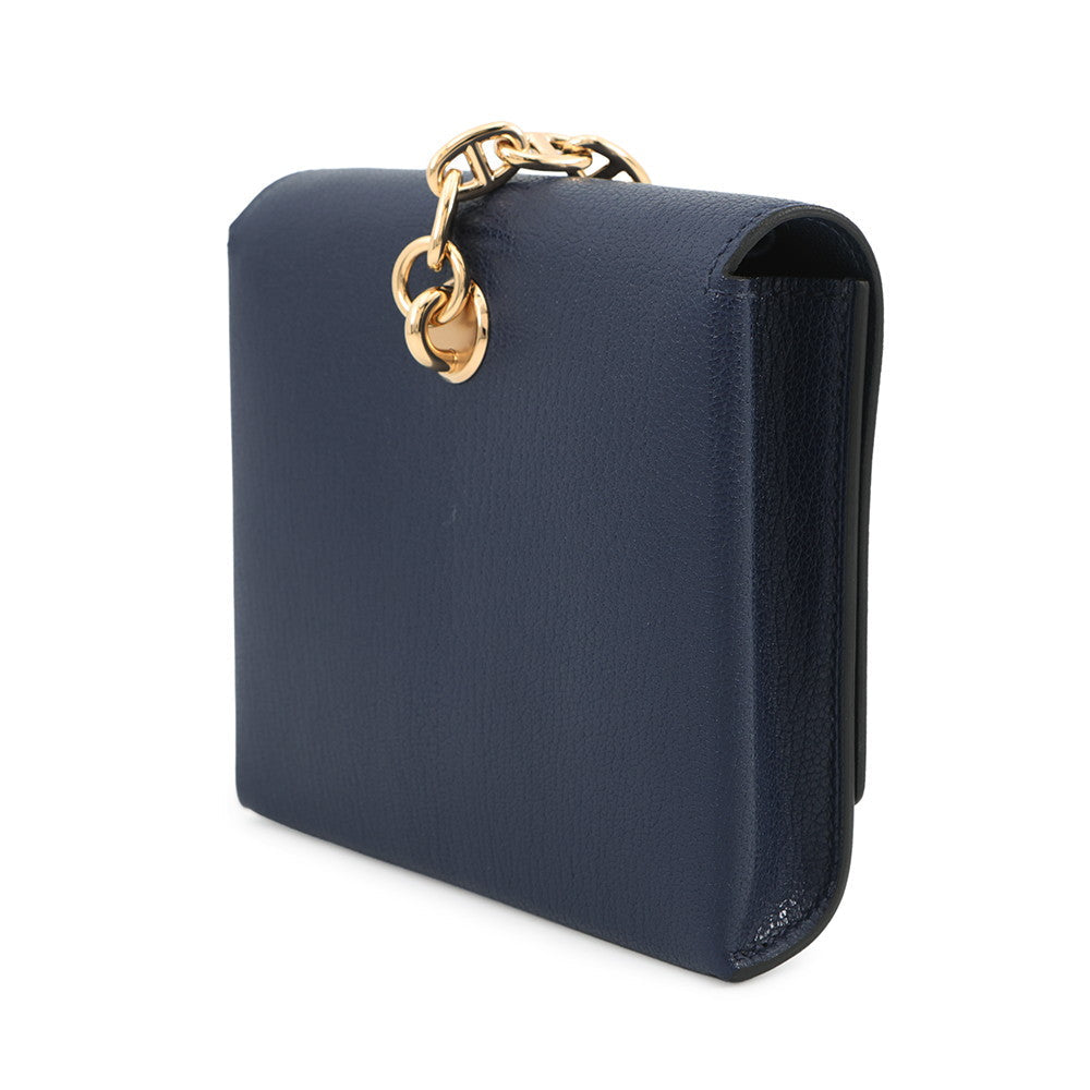 HERMES Chaine d'Ancre Compact Blue Saphir Chevre Myzore Goatskin