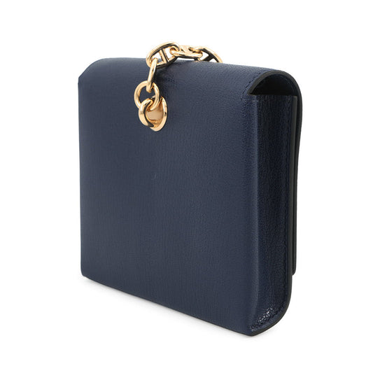 HERMES Chaine d'Ancre Compact Blue Saphir Chevre Myzore Goatskin