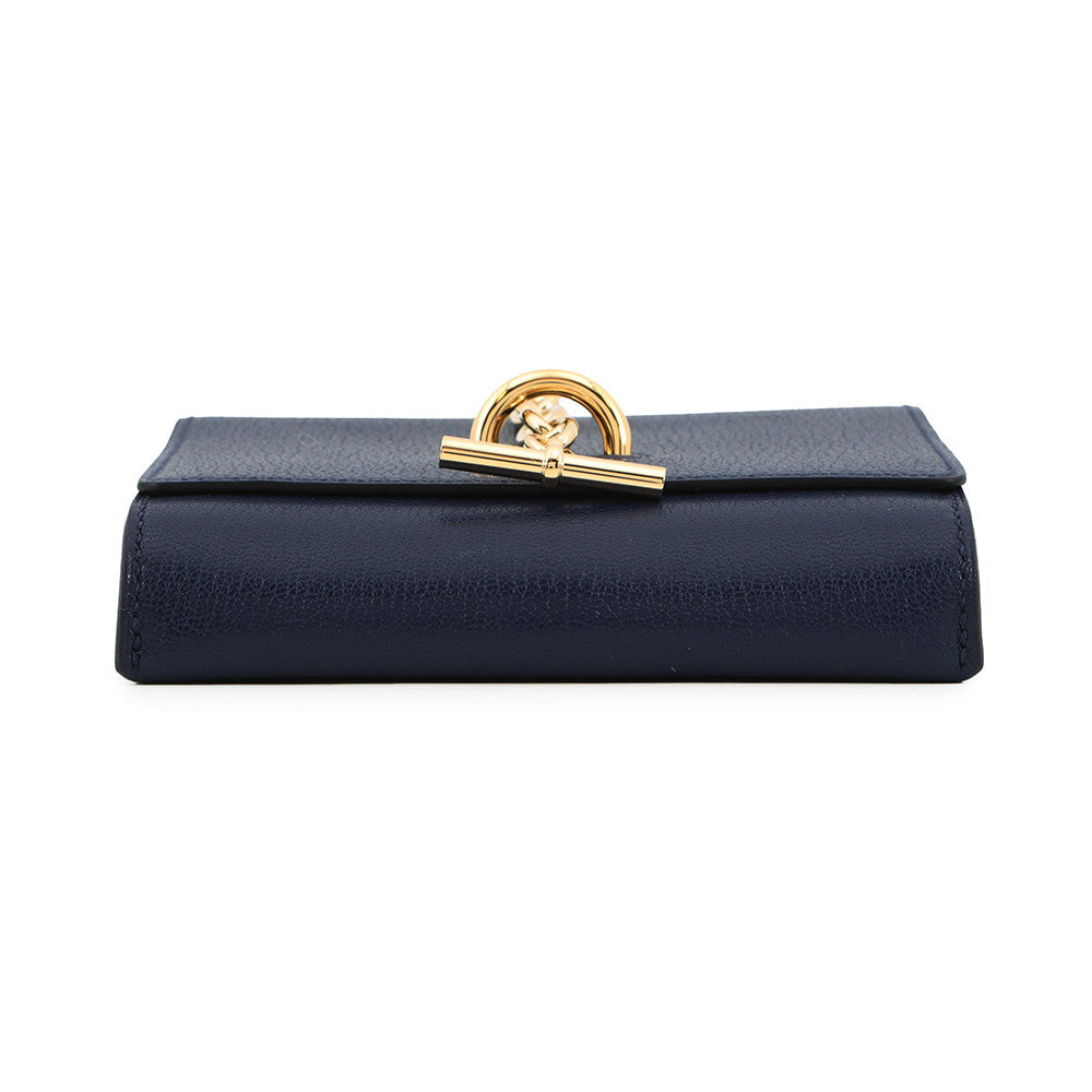 HERMES Chaine d'Ancre Compact Blue Saphir Chevre Myzore Goatskin